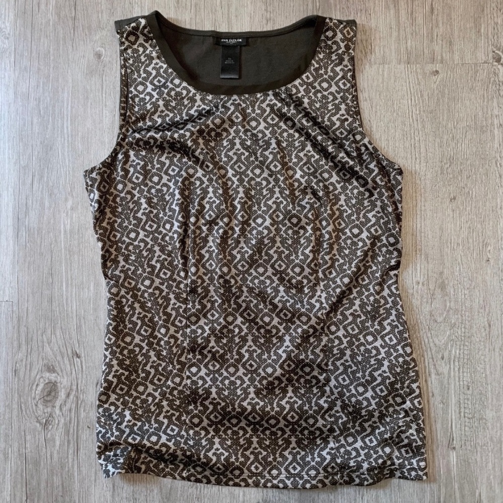 Ann Taylor mixed media patterned blouse